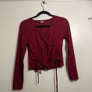 Women wine long sleeve Croptop